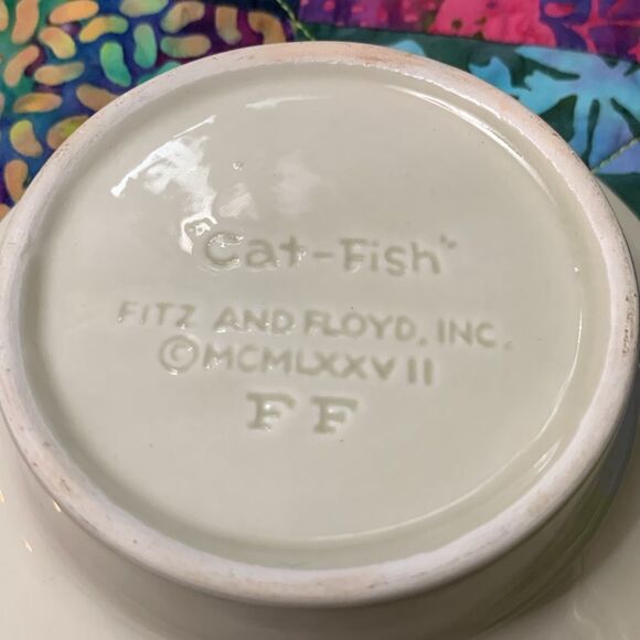 Fitz & Floyd “Cat-Fish” Cat & Fish Sculpture Ceramic Dish Vintage Home Decor - Picture 2 of 8